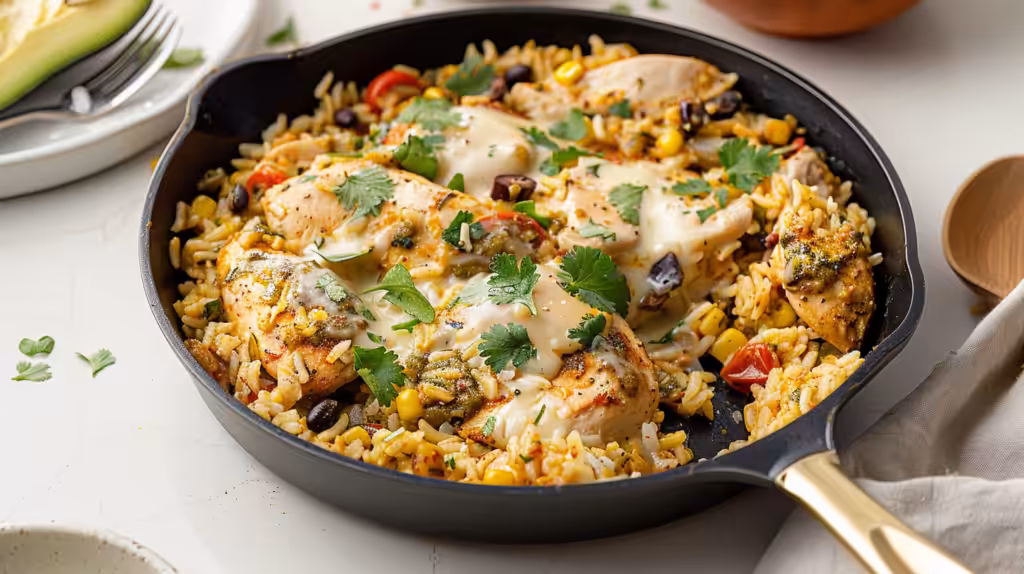 Salsa Verde Chicken & Rice Skillet – A Cozy, Easy Family Comfort Meal